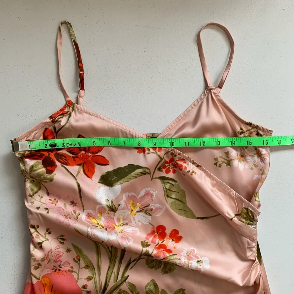 Lulu's Pink Floral Midi Slip Dress with Orange Floral Accents NWOT - Picture 13 of 16